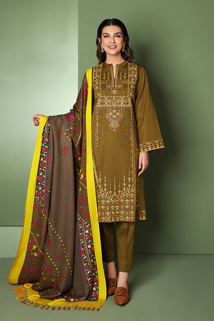 Nishat Linen Winter Sale on Unstitched Mehndi