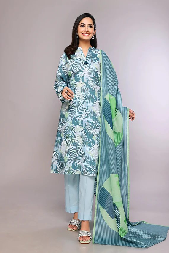 Nishat Linen Unstitched Lawn Aqua Blue